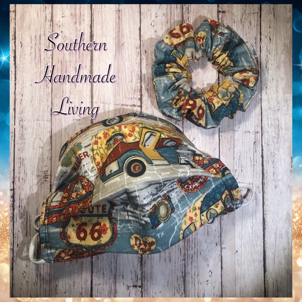 #1233 mask style plus scrunchies set